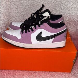 Jordan Lavender and White Low-Top Shoes
